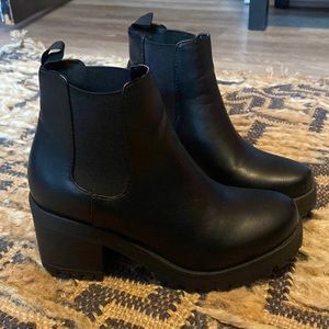 Black chunky heeled ankle boots